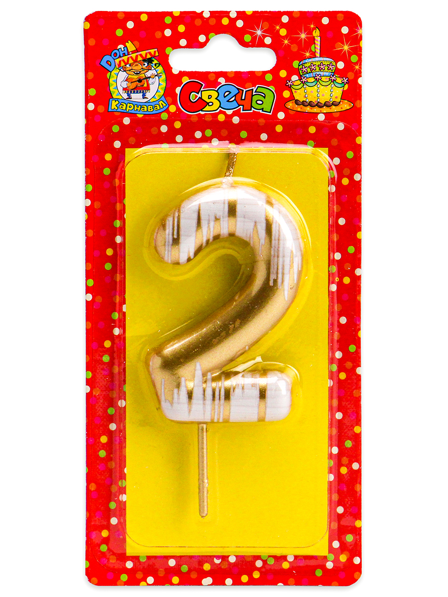 Свеча для торта, цифра 2, шебби шик, С-2511