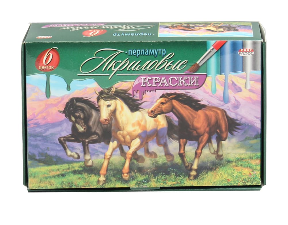 Акриловые краски 6 цв. по 20 мл., перламутр. АК-9639