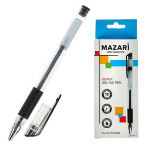 Ручка гелевая "Mazari" Denise черная 0,5 мм пулевидный , резиновый грип ,