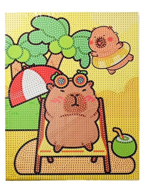 Алмазная мозайка КАПИБАРА 24х30 см на деревянном подрамнике, М-12186