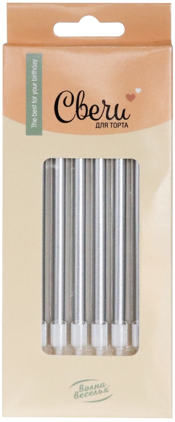 Свечи Люкс, Серебро;Золото, металлик, 0,5х10,5 см, (6 шт;уп), с держателем, 802934