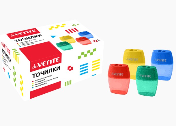 Точилка для карандашей 'deVENTE' 2 отверстия, с контейнером, 4071100