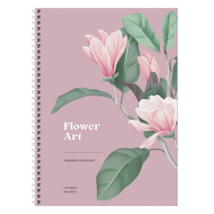 Тетрадь 100л., А4 клетка на гребне BG "Flower art", матовая ламинация,