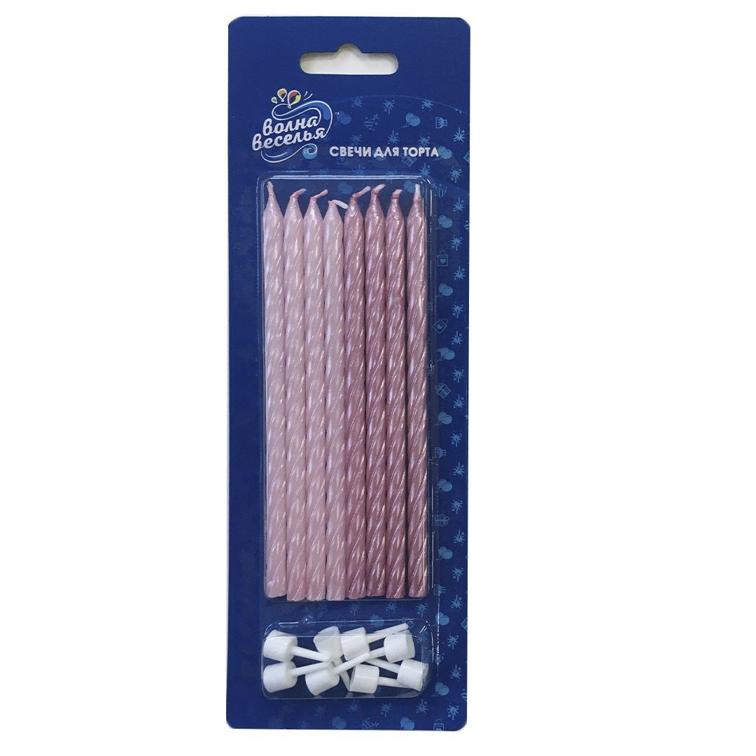 Свечи Нежно-розовый, Перламутр, 12 см, 8 шт.802707