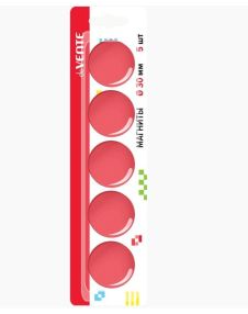 Магнит для доски офисной 'deVENTE' Ø 30 мм, 5 шт, цвет красный, в картонном блистере, 6021901
