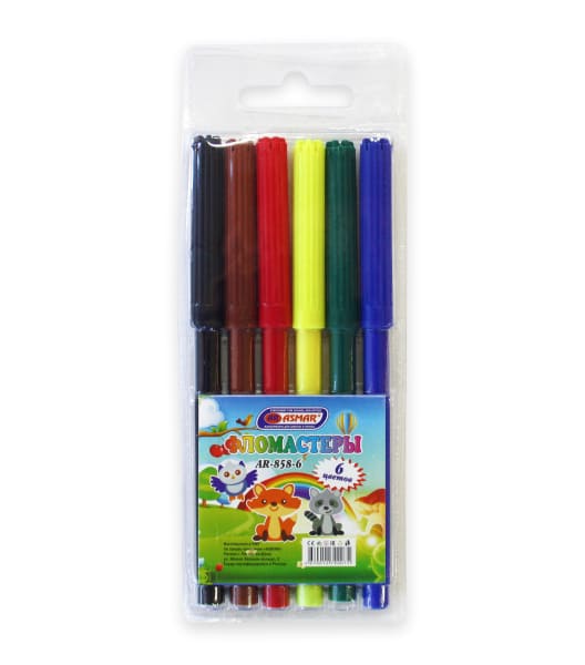 Фломастеры 6 цв , пластиковый блистер, европодвес AR-858-6