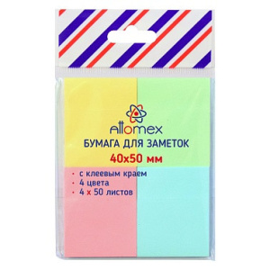 Клейкая бумага для заметок "Attomex" 40x50 мм, 50 листов, офсет 75 г/м². 2010201
