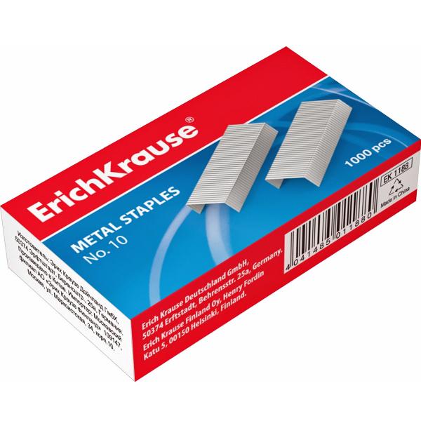 Скобы №10 ErichKrause оцинкованные, до 20 л, (1000 шт;уп), 1188