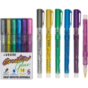 Набор маркеров акриловых deVENTE 6 цв металлик, ширина линии 1,5 мм., 5044305