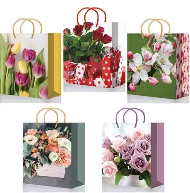 Пакет подарочный ламинированный , 180х227х100 , mix M, M2012;M261;M2017;M2028;2035;211;221;230;207