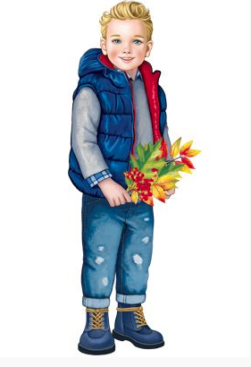 Плакат вырубной А3 , Мальчик с осенними листьями, Ф-015162