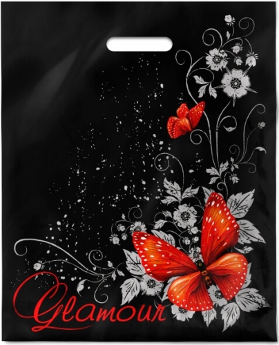 Пакет ПЭ с вырубной ручкой 38х47+6см (60) (Гламур) ламинированный, ВУР42041