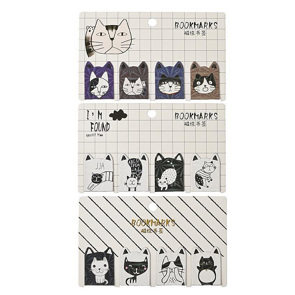 Набор закладок магнитных Котики, 4 шт, 4х3 см, ассорти, М-3385