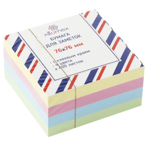 Клейкая бумага для заметок "Attomex" 76x76 мм, 400 листов, офсет 75 г/м². 2010204