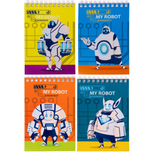 Блокнот на гребне А6 80 л Prof-Press Приятные роботы Б60-0461