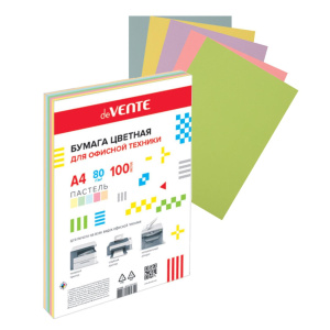 Бумага цветная для офисной техники "deVENTE" A4 , 100 листов, пастель, 2072219