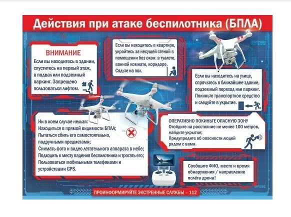 Плакат 'Действия при атаке беспилотника (БПЛА)', 5.0000025