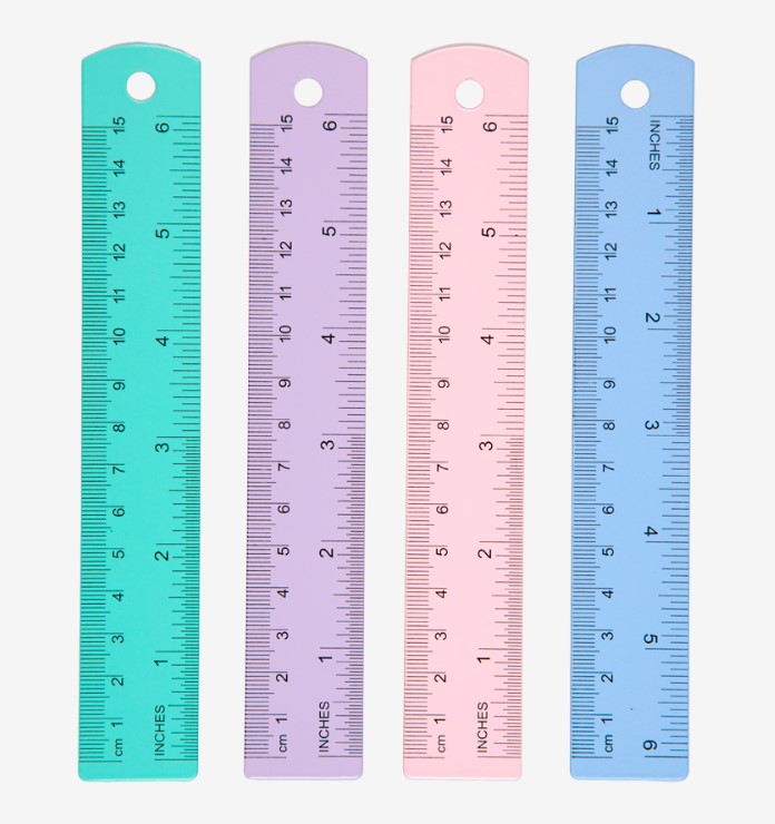 Линейка алюминиевая "deVENTE. Pastel" 15 см, с двусторонней шкалой, ассорти 4 цвета, 5091531 