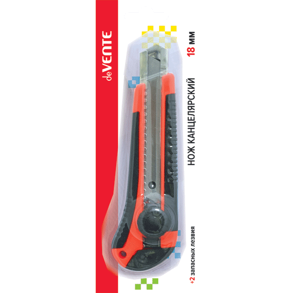 Нож канцелярский 'deVENTE', 18 мм , с 2-мя запасными лезвиями, 4090403