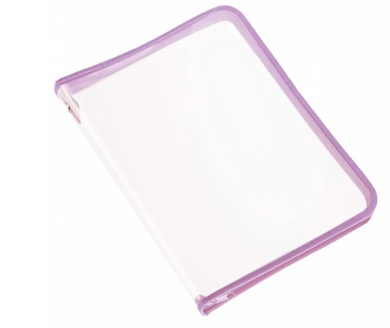 Папка для тетрадей А4 молния вокруг, прозрачный пластик, фиолетовая, ПМ-А4-01