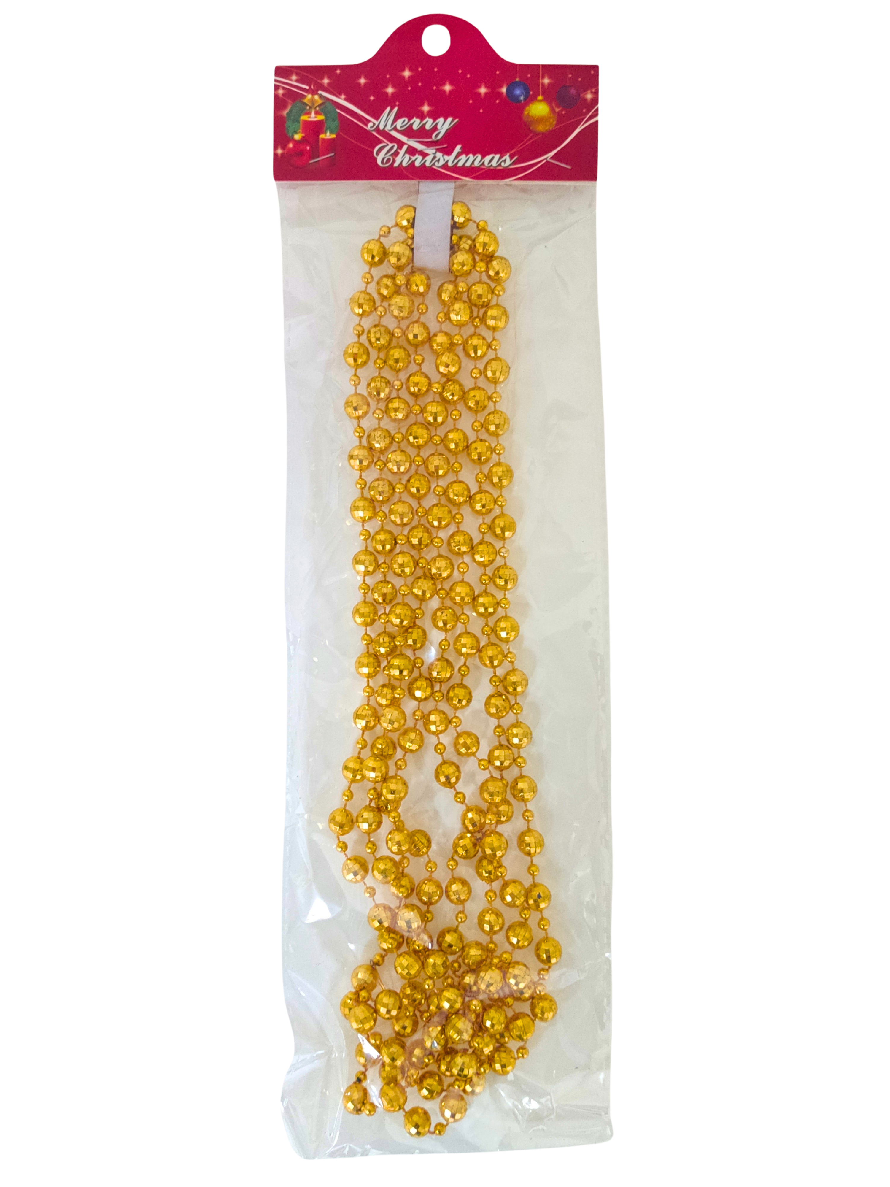 Елочные бусы золото/серебро/красный, 3м, 6527-4