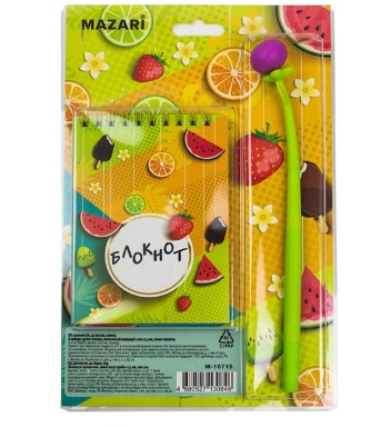 Блокнот А6, 40 л, обложка картон в комплекте ручка гелевая синяя 0,5 мм М-17092