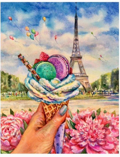 Алмазная мозайка 'Французский десерт' (блест.) 22х32 см, с подрамником 30 цвета, НД-8551