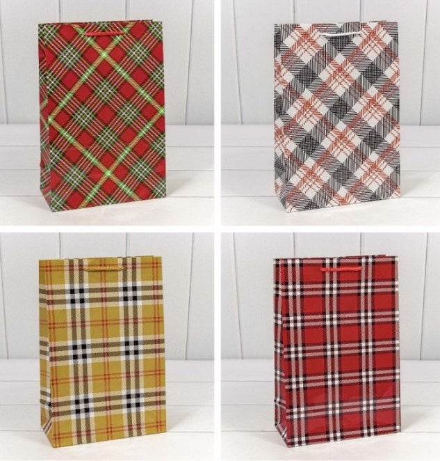 Пакет подарочный OMG 'Клетки и полоски', 20х30х10 см, ОМ00038К