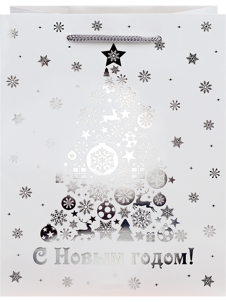 Пакет подарочный Dream Cards 'Новогоднее сияние' 18х23х10 см (М), мат. лам., тис. фольга, ПКП-6648