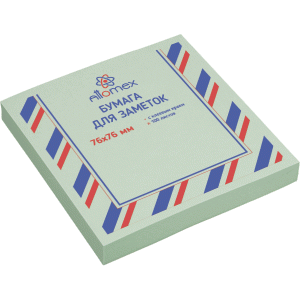 Клейкая бумага для заметок "Attomex", 76x76 мм, 100 л офсет, 60 г/м², зеленая, 2010711