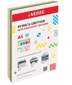 Бумага цветная для офисной техники "deVENTE" , А4 , 20 листов , неоновые цвета, (5 цветов), 2072225