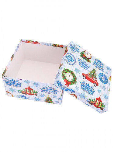 Коробка подарочная Miland 'Пожелания с Новым годом', 8х8х6 см., квадратная (Серия 5в1), картон, 1307