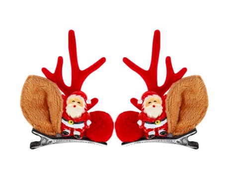 Новогоднее украшение. Набор заколок для волос (2 шт;уп), Дед Мороз, 8х5 см, НУ-1935