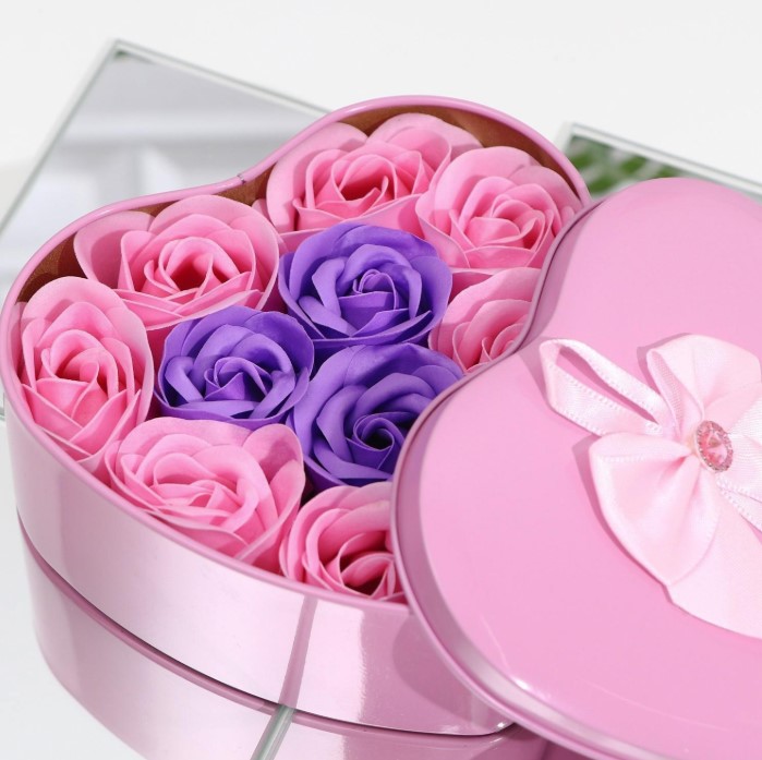 Мыльные розочки, фиолетовые и розовые, набор (11 шт;уп), 6962305