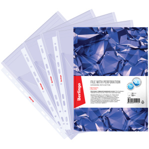 Папка вкладыш с перфорацией на кнопке , Berlingo , А4 , 180 мкм , глянцевая , до 250 листов, S2180