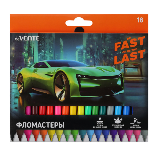 Фломастеры 'deVENTE. Fast Or Last' 18 цветов с вентилируемым колпачком, 5082532