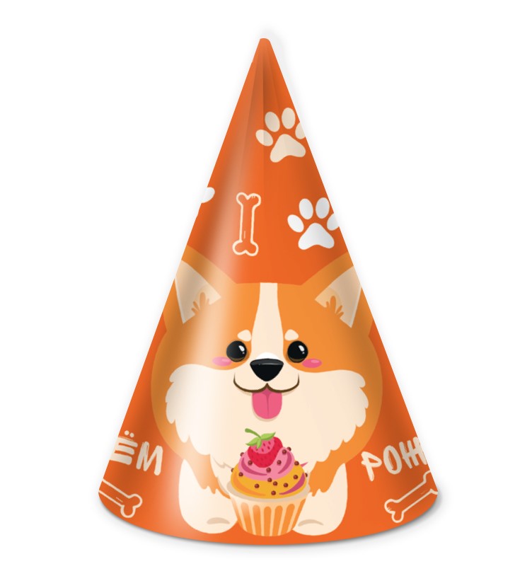 Колпаки Счастливый корги, 6;шт, Е2155