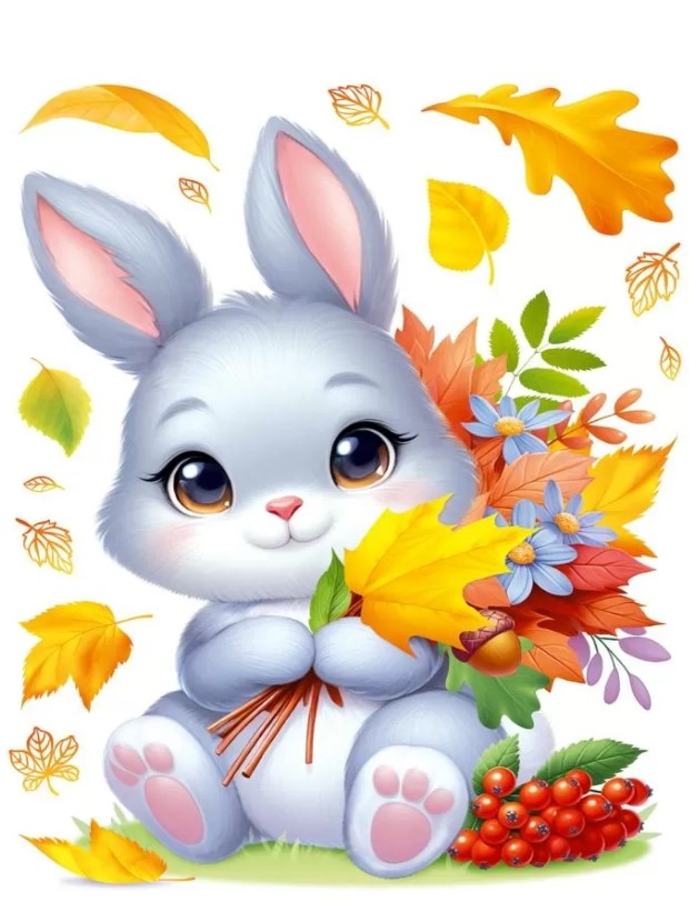 Набор оформительских наклеек 'Зайчик и осень' 332х232 мм, 9.0001007