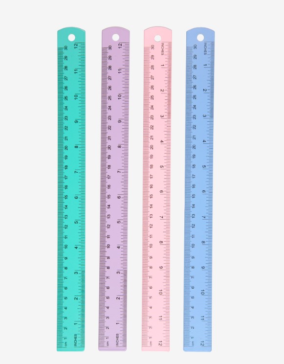 Линейка алюминиевая "deVENTE. Pastel" 30 см, с двусторонней шкалой, ассорти 4 цвета, 5091533