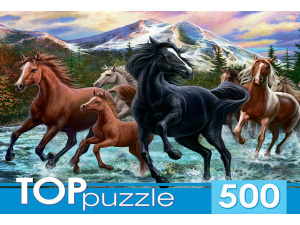 ПАЗЛЫ 500 элементов. Табун лошадей в горах, ХТП500-6812
