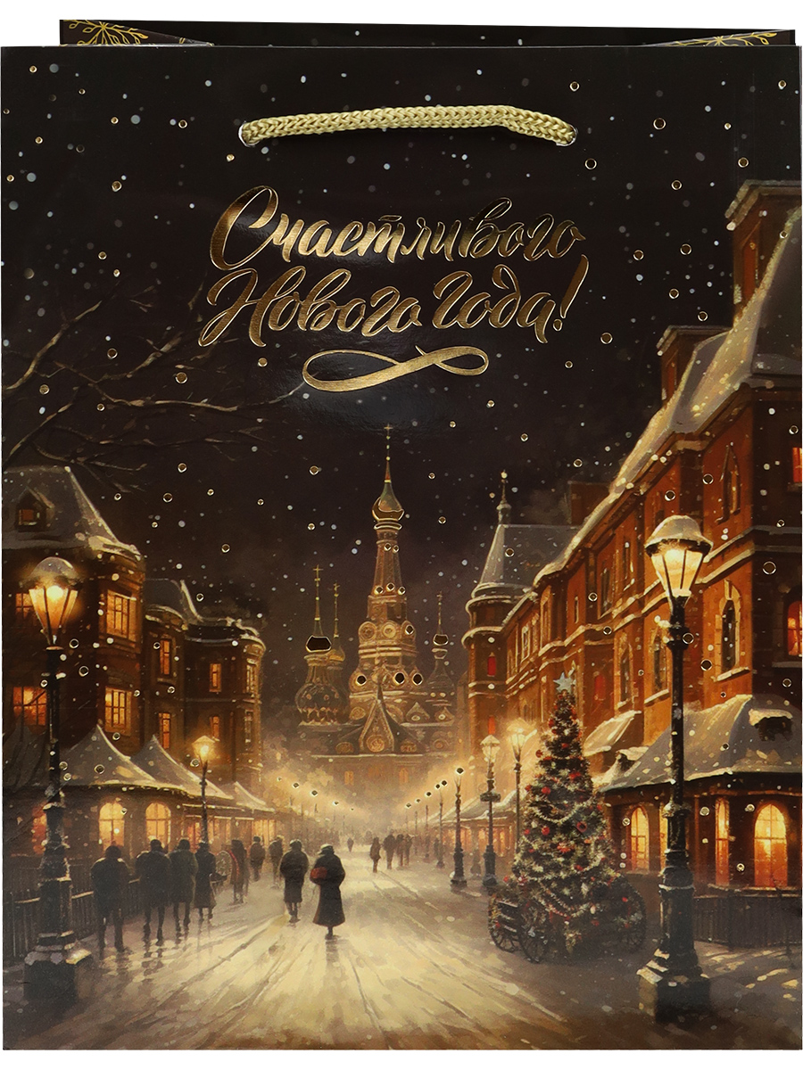 Пакет подарочный Dream Cards 'Сияние города' 18х23х10 см (М), мат. лам., тис. фольга, ПКП-6650