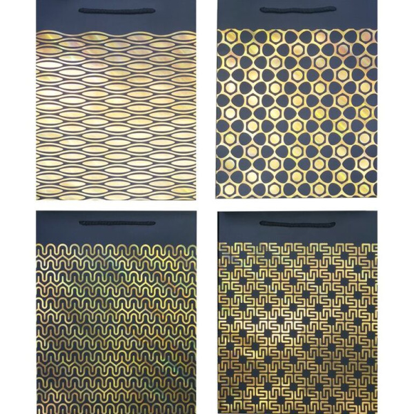 Пакет подарочный бумажный 'deVENTE. Black & Gold' вертикальный, размер 31x42x12 см, 9041411