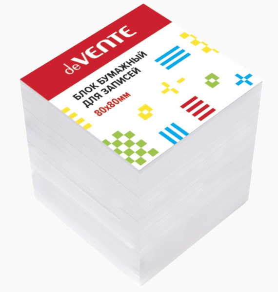 Блок бумажный для записей 'deVENTE' 80x80x80 мм белый, непроклеенный, офсет 100 г;м², 2012409
