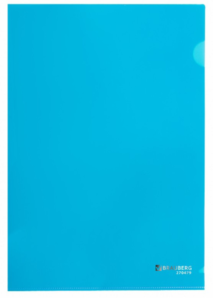 Папка-уголок 'BRAUBERG', 180 мкм, цвет синий, 270479