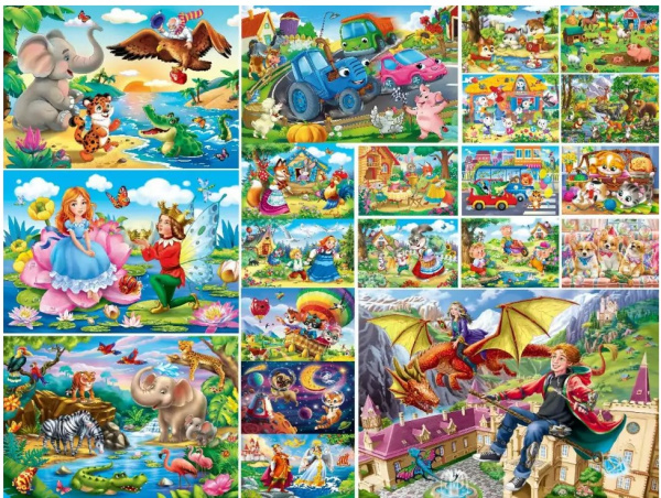 МИКС. ПАЗЛЫ 54 элемента. СКАЗОЧНЫЕ КАРТИНКИ (20 шт в шоубоксе) П54-5126