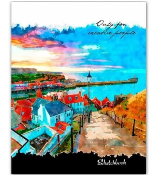 Скетчбук А3 , 20л. ПРИМОРСКИЙ ГОРОД , на гребне, 30-6010